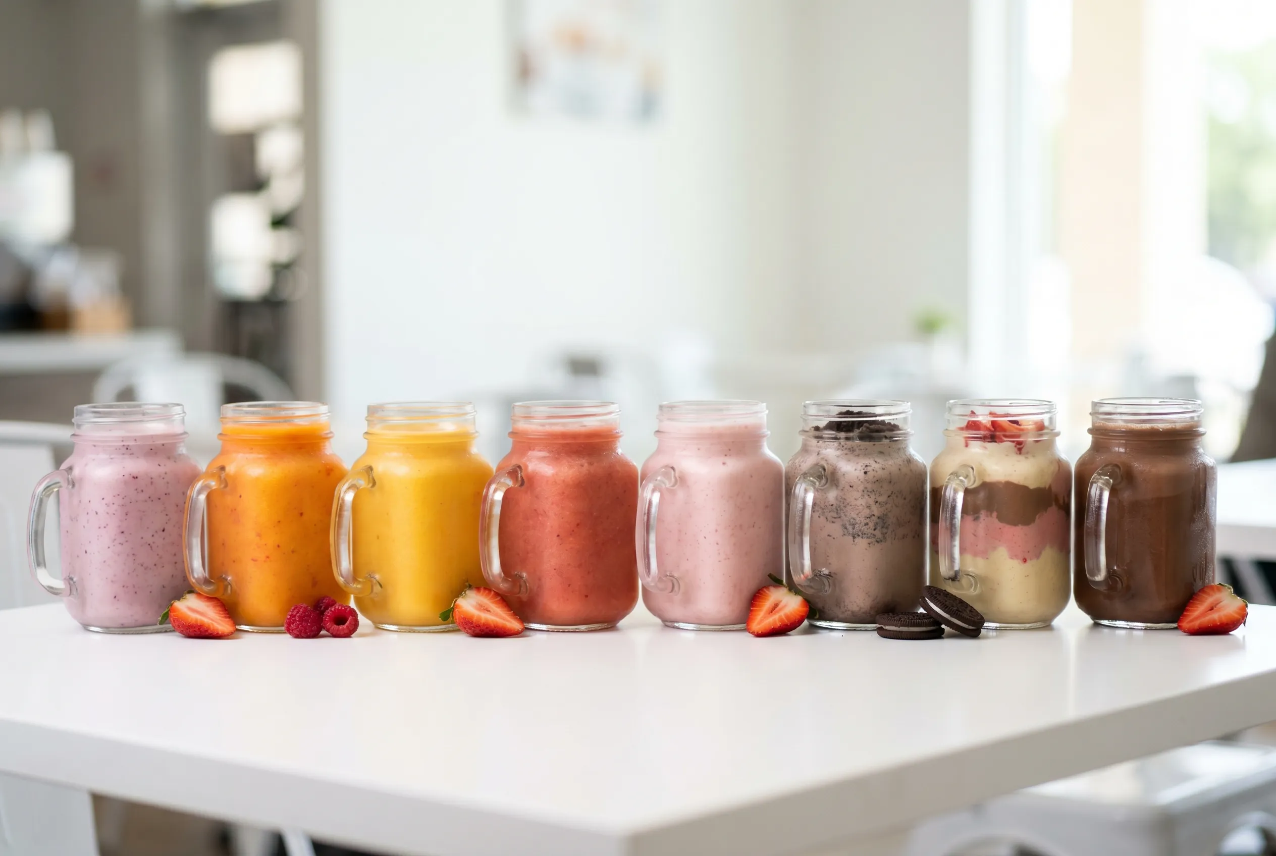Coco Frutti fresh fruit smoothies served in mason jars